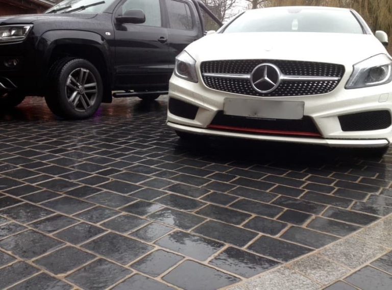 Limestone cobble driveway installation near Aughton, Lancashire