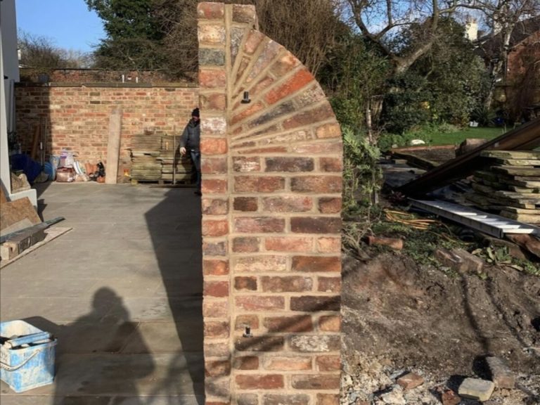 Victorian buttress rebuilt with lime mortar in Cressington, Liverpool