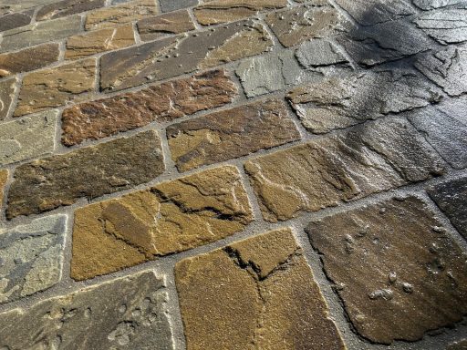 Yorkstone sett driveway close up laid in Ormskirk, West Lancashire