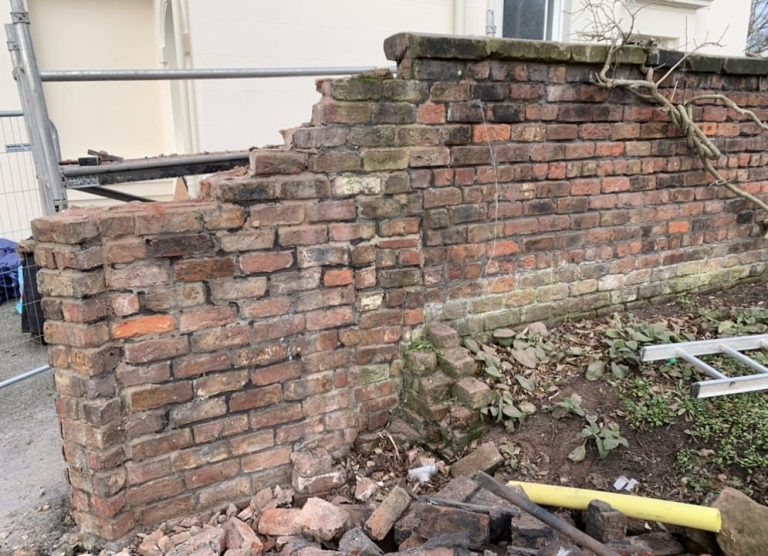 Brickwork in need of repair in Grassendal, Liverpool