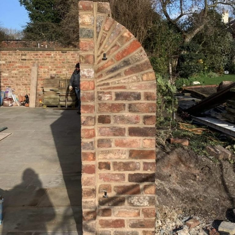 Garden wall brickwork restoration in Grassendale, Liverpool