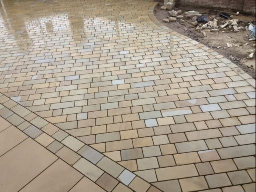 Yorkstone Driveway during construction in Appleton, Cheshire